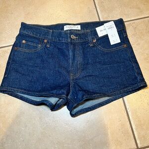 Abercrombie & Fitch The Mini Short Low Rise Dark Blue Jean Shorts